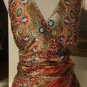 Stunning 100% Silk Wrap Top by Cache’